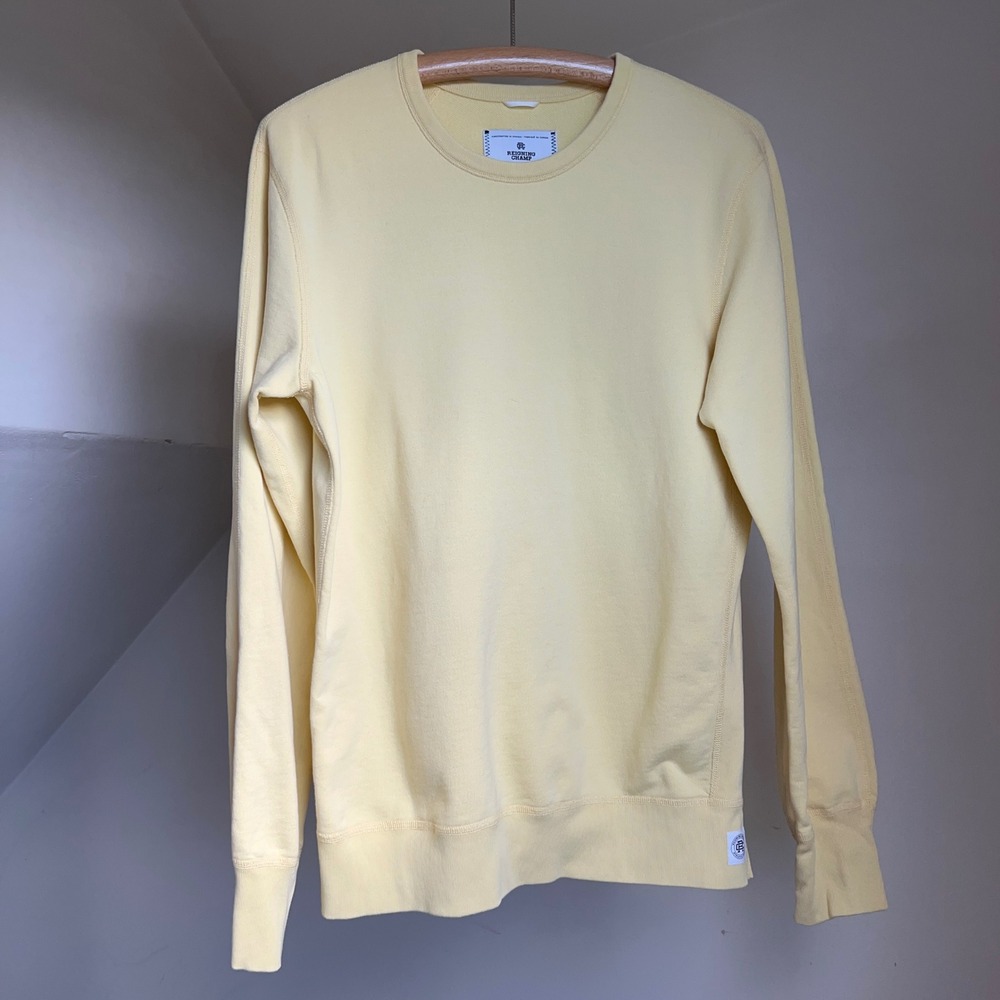 Reigning Champ Crewneck Sweatshirt Mens Medium Butter Yellow French Terry Cotton